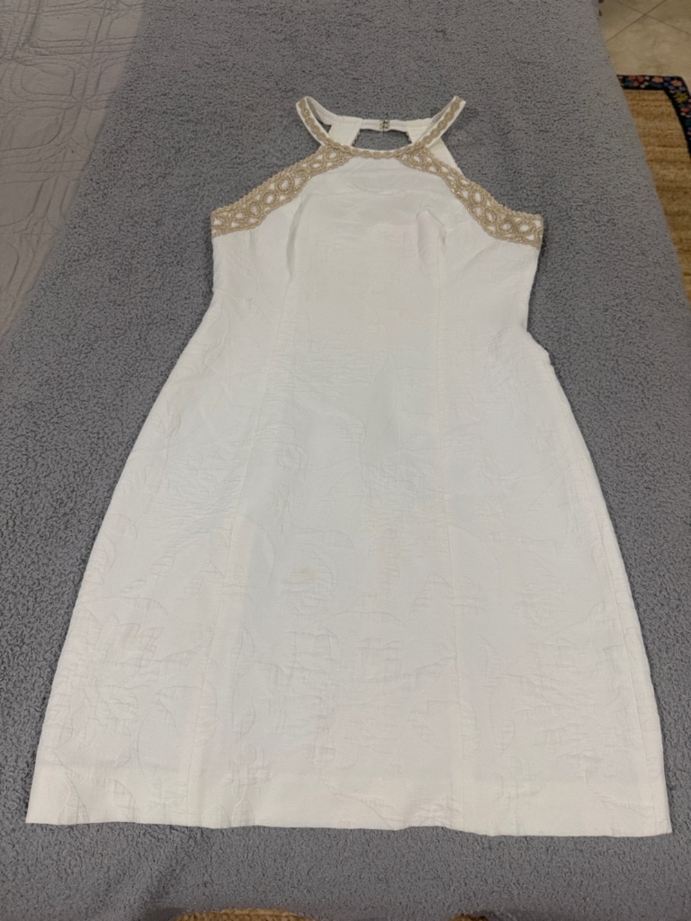 Lilly Pulitzer White Mini Dress with Gold Trim